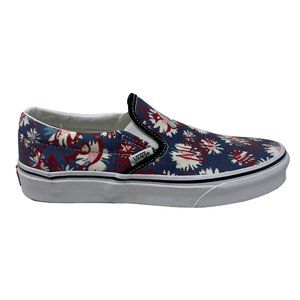 Vans Classic Slip On Crew Floral Women's 7.5 Blue Purple Red Shoes New